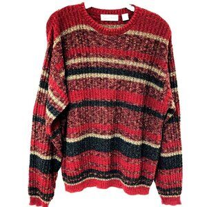 Y2K Fieldmaster Mens Sweater Striped Chunky Nubby USA Cosby Vintage‎ Preppy Sz L